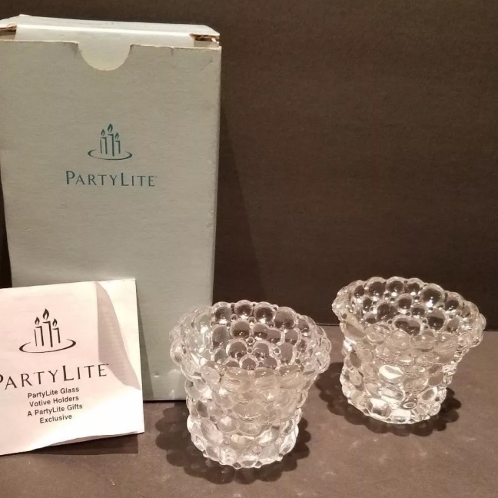 Partylite Votive Candle Holders Glass Bubbles